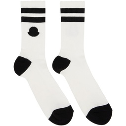 White & Black Striped Socks 231111M220000