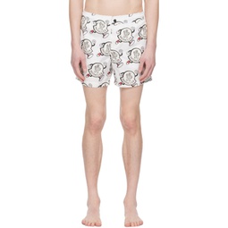 White Printed Swim Shorts 231111M208007