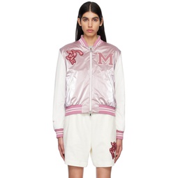 Pink & White Dareb Reversible Down Bomber Jacket 231111F058000