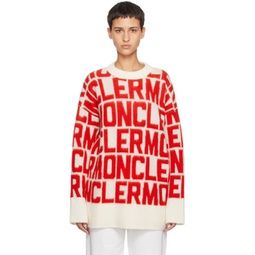 Red & White Jacquard Sweater 232111F096001