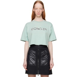 Green Bonded Cropped T-Shirt 231111F110024