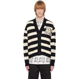 Black & White Striped Cardigan 231111M200001