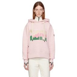 Pink Embroidered Hoodie 232826F097003