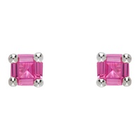 Silver & Pink Atomic Earrings 232416F022032