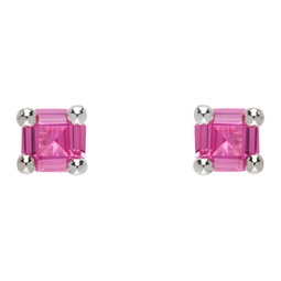 Silver & Pink Atomic Earrings 232416F022032