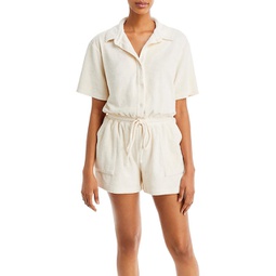 womens belted collared romper