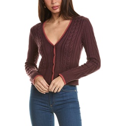 double layer wool-blend sweater cardigan