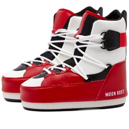 Moon Boot Mid Sneaker Boots White, Red & Black