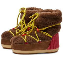 Moon Boot Light M Patch Shearling Boots Brown & Red