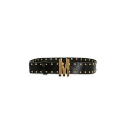 Studded M-Buckle Leather Belt