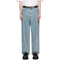 Blue Garment-Washed Jeans 241720M186000