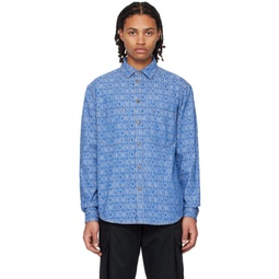 Blue Jacquard Denim Shirt 231720M192023