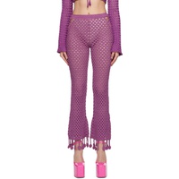 Purple Crocheted Lounge Pants 231720F086005
