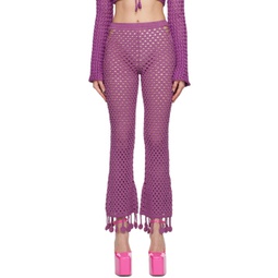 Purple Crocheted Lounge Pants 231720F086005