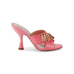 Logo Flare Heel Mule Sandals