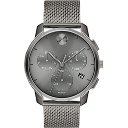 Movado Bold Thin Mens Swiss Quartz Stainless Steel and Mesh Bracelet Casual Watch, Color: Grey (Model: 3600635)