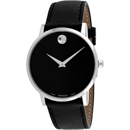 Movado Museum Classic Black Dial Black Leather Mens Watch 0607194