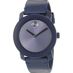 Movado Mens Swiss Quartz Stainless Steel and Leather Watch, Color: Blue (Model: 3600370)