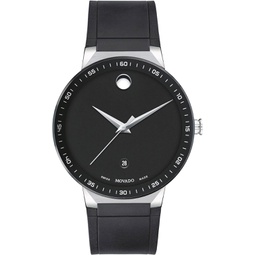 Movado Mens Swiss Sapphire Black Rubber Strap Watch 41mm (Model: 0607406)