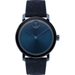 Movado Bold 3600613 Blue Ion-Plated Stainless Steel Leather Fabric Mens Watch