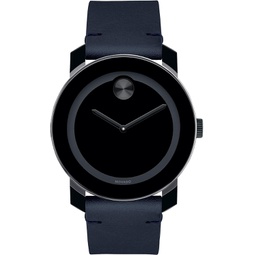 Movado Bold Evolution Mens Swiss Qtz Stainless Steel and Leather Strap Casual Watch, Color: Blue (Model: 3600583)