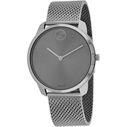 Movado Bold Thin Mens Swiss Qtz Stainless Steel and Mesh Bracelet Casual Watch, Color: Grey (Model: 3600599)