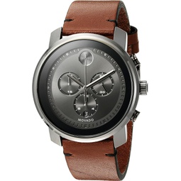 Movado Mens Swiss Quartz Stainless Steel and Brown Leather Casual Watch (Model: 3600367)