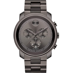 Movado Mens BOLD Metals Chronograph Watch with a Printed Index Dial, Grey (Model 3600277)