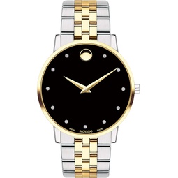 Movado Museum, Stainless Steel Yellow Pvd Case, Black Dial, Stainless Steel Bracelet, Men, 0607202