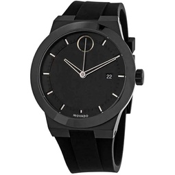 Movado Bold Fusion Mens Quartz Stainless Steel and Silicone Strap Casual Watch, Color: Black (Model: 3600621)