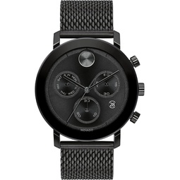 Movado Mens Bold Evolution Swiss Quartz Watch with Stainless Steel Mesh Bracelet, Black