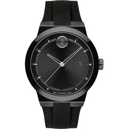 Movado Bold Mens Swiss Quartz Stainless Steel and Silicone Strap Watch, Color: Black (Model: 3600849)