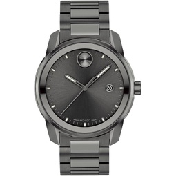 Movado Mens Bold Verso Swiss Quartz 3 Hand Watch with Stainless Steel Bracelet, Grey