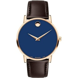 Movado 0607316 Blue Dial Brown Calfskin Strap 40mm Museum Classic Mens Watch