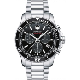 Movado Mens Series 800 Sport Chrongraph Watch with Printed Index Dial, Black/Silver/Grey 2600142