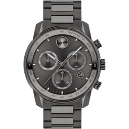 Movado Mens Bold Verso Swiss Quartz Chronograph Watch with Stainless Steel Bracelet, Grey,