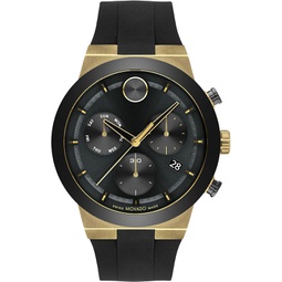 Movado Bold Mens Swiss Quartz Stainless Steel and Silicone Strap Watch, Color: Black (Model: 3600855)