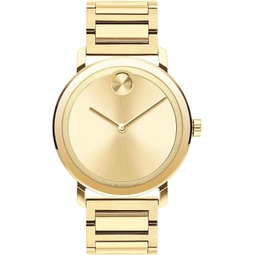 Movado Mens Bold Evolution Pale Gold Ion-Plated Steel Case and Link Bracelet, Yellow Gold