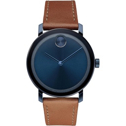 Movado Bold 3600806 Evolution Mens Ionic Plated Blue Steel Case and Cognac Leather Strap Color: Brown