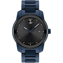 Movado Bold Verso Mens Swiss Qtz Stainless Steel and Bracelet Casual Watch, Color: Blue (Model: 3600728)