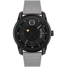 Movado Bold 3600695 Black Dial Grey Leather Strap Trend Verso Mens 42mm Watch