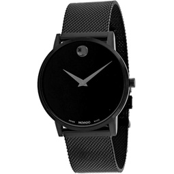 Mens Movado Museum Classic Black PVD Stainless Steel Mesh Bracelet Watch 0607395