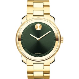 Movado Bold, Ionic Gold Plated Steel Case, Green Dial, Gold Plated Steel Bracelet, Men, 3600582