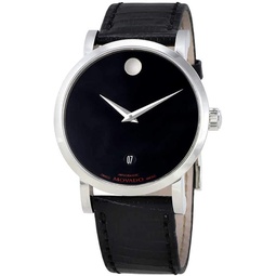 Movado Museum Red Label Black Dial Black Leather Mens Watch 0606114