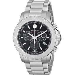 Movado Mens 2600110 Series 800 Black Dial Stainless Steel Bracelet Watch