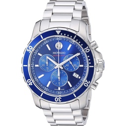 Movado Mens Series 800 Sport Chronograph Watch with Printed Index Dial, Blue/Silver/Grey (2600141)