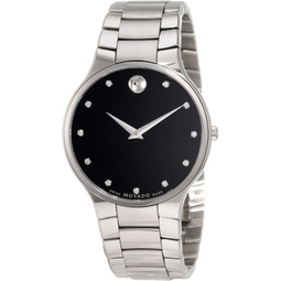 Movado Mens 0606490 Serio Stainless Steel Black Diamond Marker Museum Dial Watch