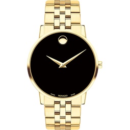 Movado Mens Museum Yellow Pvd Case with a Black Dial on a Yellow Pvd Bracelet (Model:0607203)