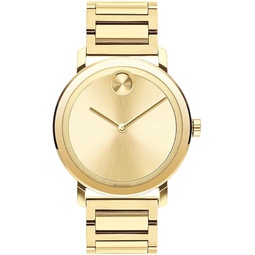 Movado Mens Bold Evolution Pale Gold Ion-Plated Steel Case and Link Bracelet, Yellow Gold