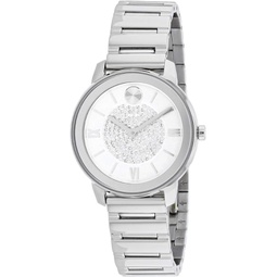 Movado Bold Luxe Silver Crystal Pave Dial Ladies Watch 3600658